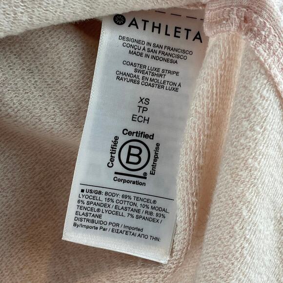 Athleta Coaster Luxe Soft Pullover Long Sleeve Sweatshirt Thumbhole Pink Sz XS - Picture 6 of 8
